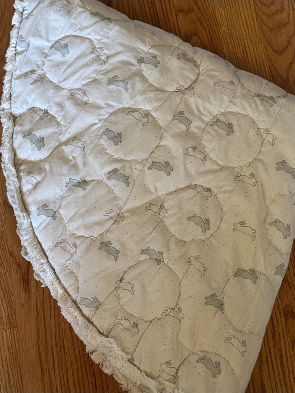 Pehr Quilted Baby Play Mat Bunny Print Reversible Fringe Trim Organic Cotton